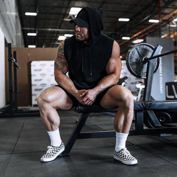 men' tank blank sports hooded vest leisure fitness running training clothing, White;black
men' tank blank sports hooded vest leisure fitness running training clothing, White;black