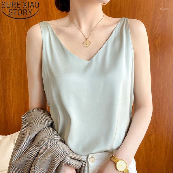 women's tanks & camis 2021 summer casual v-neck thin satin vest women tank sleeveless solid silk female blusas mujer 13711, White
women's tanks & camis 2021 summer casual v-neck thin satin vest women tank sleeveless solid silk female blusas mujer 13711, White