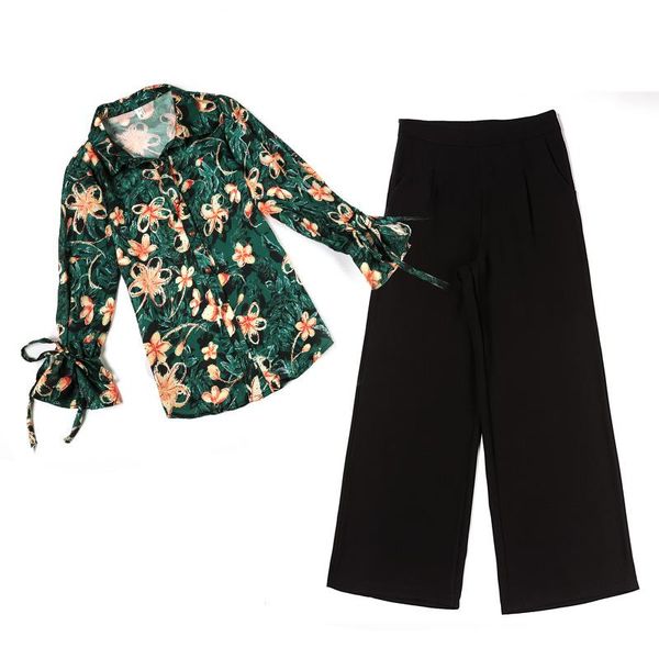 women's tracksuits spring korean fashion clothing floral shirt & black wide-legged pants two pcs suits casual clothes lady outfit s-2xl, Gray
women's tracksuits spring korean fashion clothing floral shirt & black wide-legged pants two pcs suits casual clothes lady outfit s-2xl, Gray