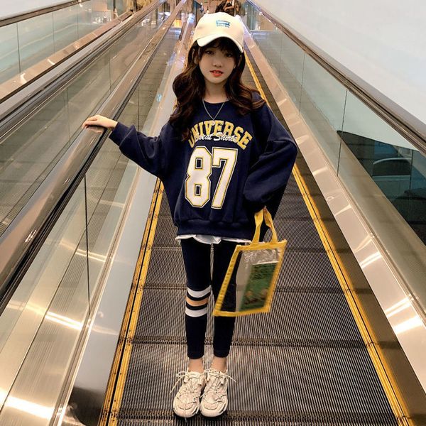 girls kids spring autumn korean sport set 2020 new brand teenage fashion sweatshirt +pant suit 2pcs 4-12 years age clothes, White 
girls kids spring autumn korean sport set 2020 new brand teenage fashion sweatshirt +pant suit 2pcs 4-12 years age clothes, White