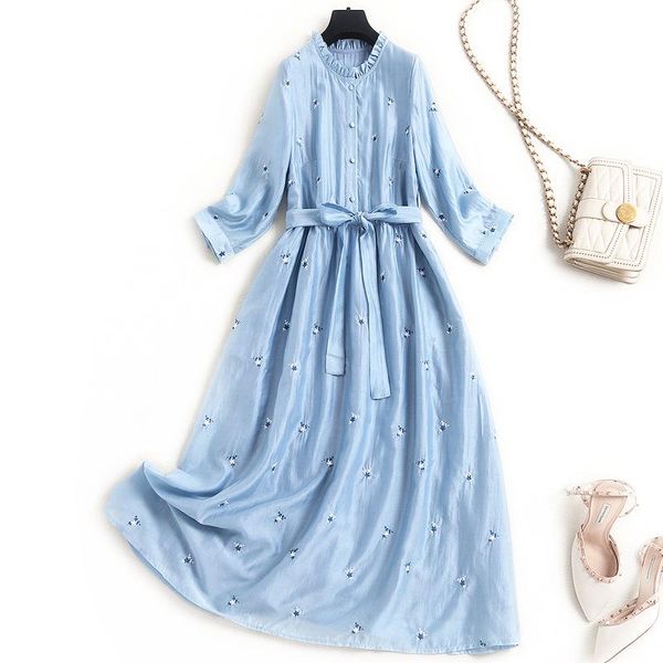 casual dresses women floral mebroidery dress 2021 spring summer single breasted ruffles a-line elegant blue, Black;gray
casual dresses women floral mebroidery dress 2021 spring summer single breasted ruffles a-line elegant blue, Black;gray