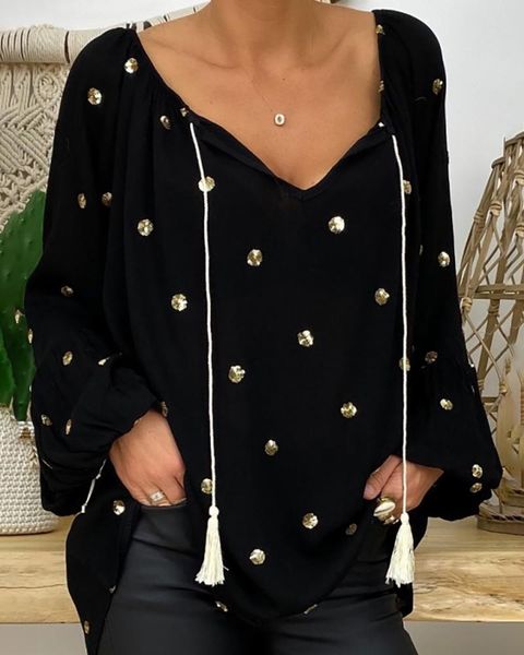 women's blouses & shirts trendy women elegant loose fit casual plus sizeblouse female stylish polkadot tassel design puff sleeve 3xl ov, White
women's blouses & shirts trendy women elegant loose fit casual plus sizeblouse female stylish polkadot tassel design puff sleeve 3xl ov, White