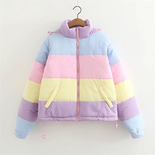women's down & parkas women winter rainbow coat oversize casual warm cotton-padded jacket striped spring autumn clothing splicing fluff, Black
women's down & parkas women winter rainbow coat oversize casual warm cotton-padded jacket striped spring autumn clothing splicing fluff, Black