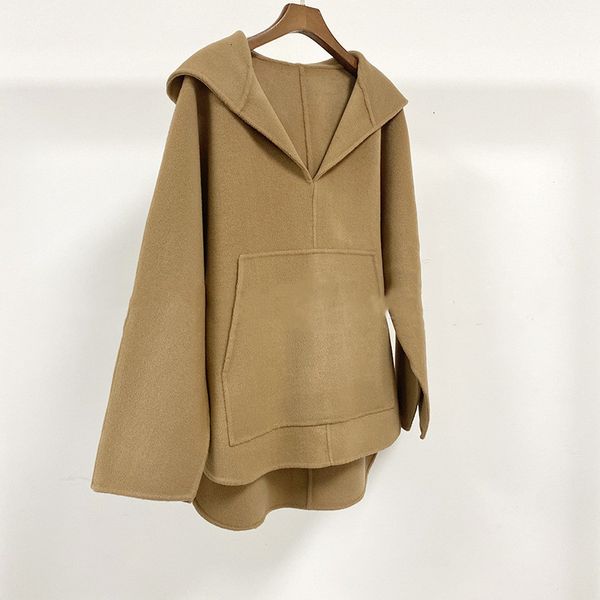 women's wool & blends coats women side slit jacket woolen v-neck hooded large pocket casual simple 6m3m, Black
women's wool & blends coats women side slit jacket woolen v-neck hooded large pocket casual simple 6m3m, Black