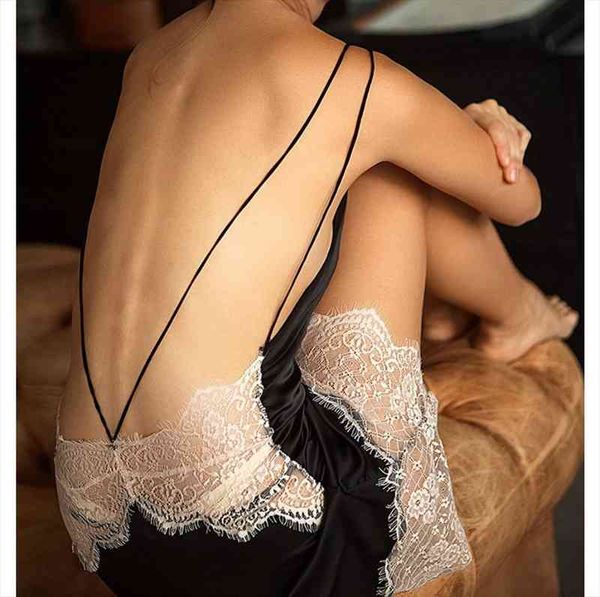 temptation modis lace hollow nightgown sling deep v-neck satin sleepwear cross beauty back gecelik home service, Black;red
temptation modis lace hollow nightgown sling deep v-neck satin sleepwear cross beauty back gecelik home service, Black;red