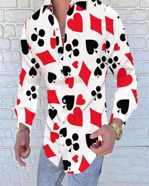 men's casual shirts autumn 2021 poker printed shirt slim cut print party club luxury long sleeve stitching, White;black
men's casual shirts autumn 2021 poker printed shirt slim cut print party club luxury long sleeve stitching, White;black