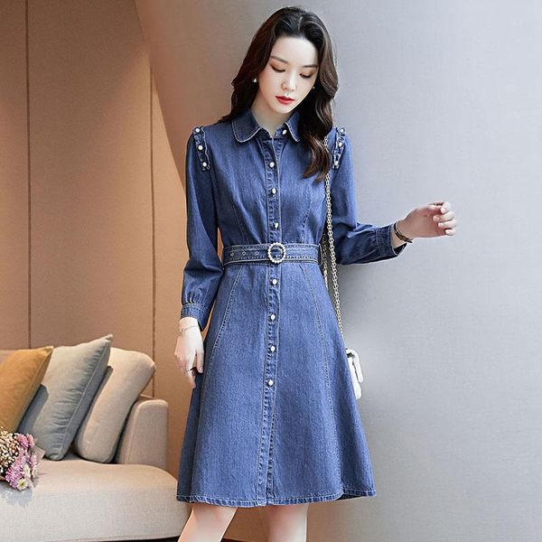 casual dresses spring dress women temperament waist denim female lapel collar shirt ladies vestidos, Black;gray
casual dresses spring dress women temperament waist denim female lapel collar shirt ladies vestidos, Black;gray