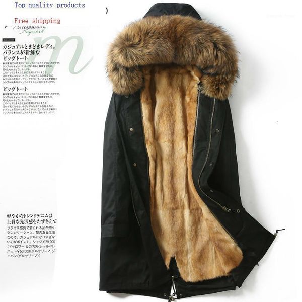 men's leather & faux mink coat long parka real fur winter men natural liner warm raccoon collar p17pk2221 yy1356, Black
men's leather & faux mink coat long parka real fur winter men natural liner warm raccoon collar p17pk2221 yy1356, Black