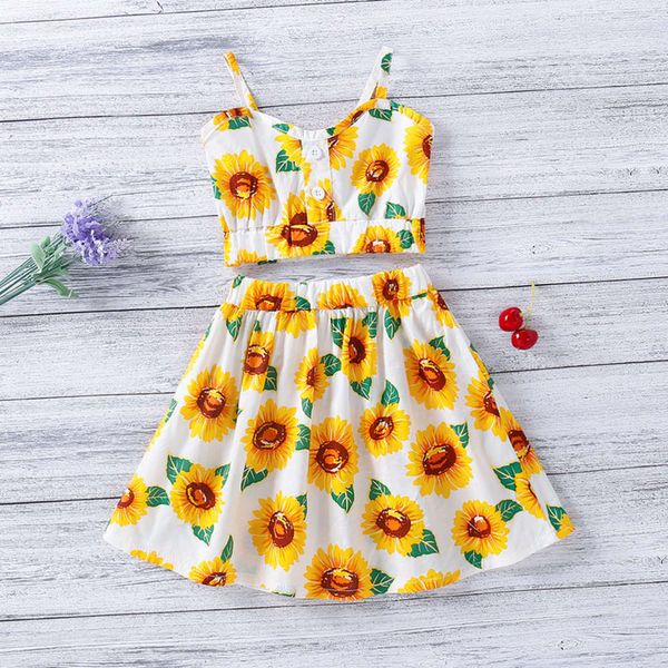 clothing ew children's 2020 summer new girls sunflower suspender vest + high waist short skirt two piece set tz233, White
clothing ew children's 2020 summer new girls sunflower suspender vest + high waist short skirt two piece set tz233, White