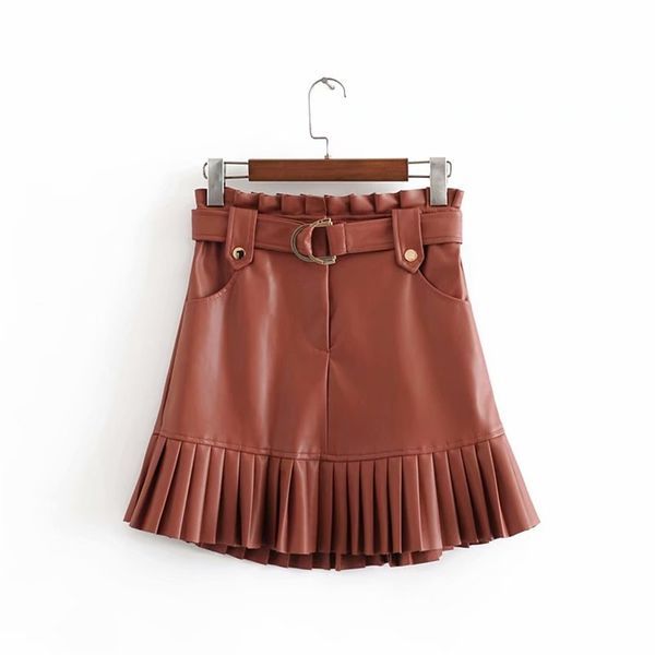 stylish chic pu leather mini skirt with belt za fashion women high waist pleated hem skirts casual streetwear party faldas 210311, Black
stylish chic pu leather mini skirt with belt za fashion women high waist pleated hem skirts casual streetwear party faldas 210311, Black
