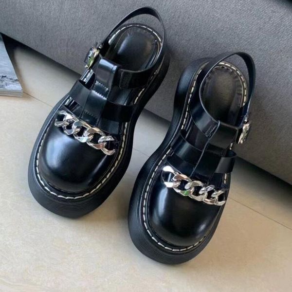 sandals 2021 summer fashion british-style women's shoes leather muffin thick soled chain hollow clasp roman sandal women trend, Black
sandals 2021 summer fashion british-style women's shoes leather muffin thick soled chain hollow clasp roman sandal women trend, Black