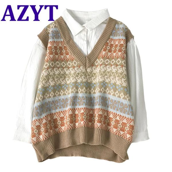 women's vests azyt women autumn v neck knitted vest korean loose chic sweater vintage style casual streetwear sleeveless jacket 2021, Black;white
women's vests azyt women autumn v neck knitted vest korean loose chic sweater vintage style casual streetwear sleeveless jacket 2021, Black;white
