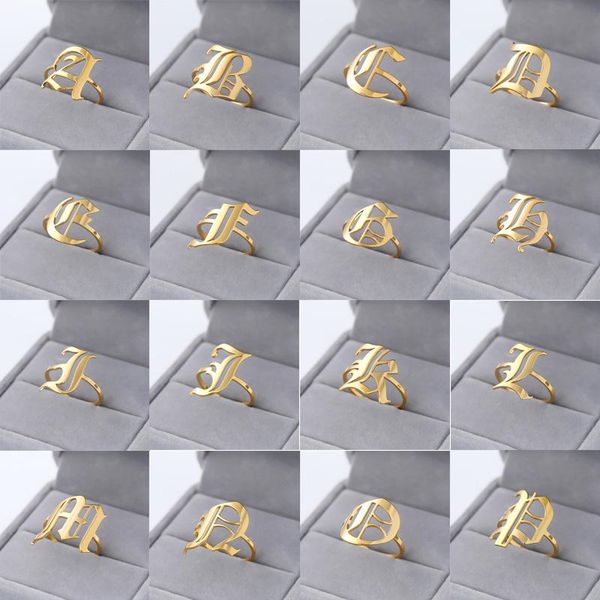 cluster rings vintage jewelry stainless steel letter for women anniversary gifts stackable old english initial ring bague femme, Golden;silver
cluster rings vintage jewelry stainless steel letter for women anniversary gifts stackable old english initial ring bague femme, Golden;silver
