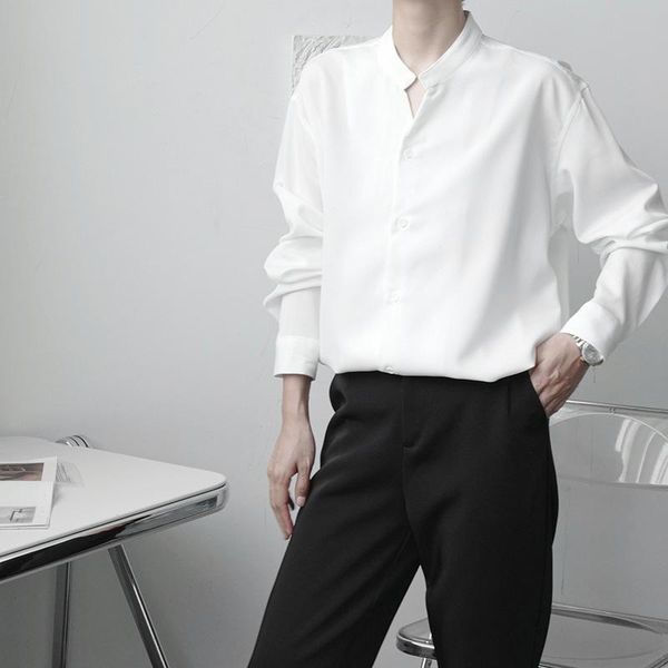 men's casual shirts simple hollow-out small stand collar solid color shirt v loose clear for work and commute bottom, White;black
men's casual shirts simple hollow-out small stand collar solid color shirt v loose clear for work and commute bottom, White;black