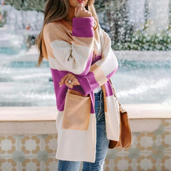 women's knits & tees women 2021 autumn winter fashion striped hooded knitted cardigans causal contrast color oversized long sweater coa, White
women's knits & tees women 2021 autumn winter fashion striped hooded knitted cardigans causal contrast color oversized long sweater coa, White