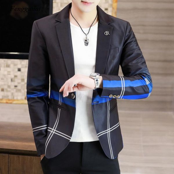 men's suits & blazers spring and autumn suit jacket gradient check slim casual wedding business stage party social clothing, White;black
men's suits & blazers spring and autumn suit jacket gradient check slim casual wedding business stage party social clothing, White;black