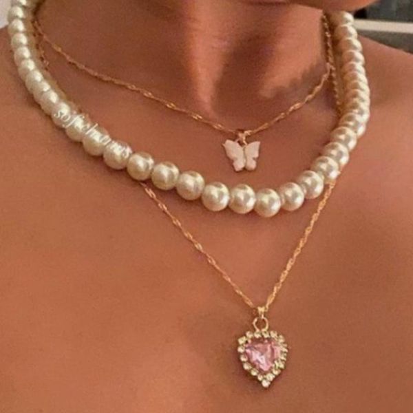 chains boho crystal heart butterfly charms twisted chain necklace for women simple white imitation pearl beaded choker trendy jewellery, Silver
chains boho crystal heart butterfly charms twisted chain necklace for women simple white imitation pearl beaded choker trendy jewellery, Silver