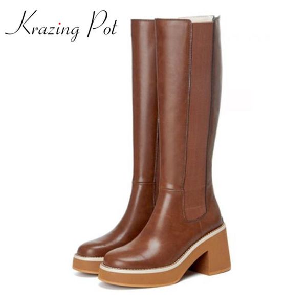 boots krazing pot cow split leather retro round toe platform long high heels zip maiden increased equestrian thigh, Black
boots krazing pot cow split leather retro round toe platform long high heels zip maiden increased equestrian thigh, Black
