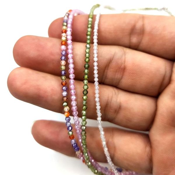 chains small faceted cut beads 2mm multi colors cubic zircon necklace rainbow green white pink cz chain jewelry for girls women choker, Silver
chains small faceted cut beads 2mm multi colors cubic zircon necklace rainbow green white pink cz chain jewelry for girls women choker, Silver