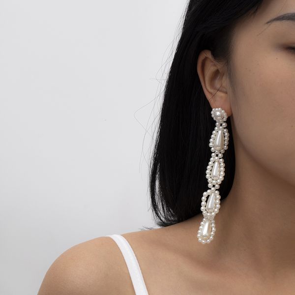 creative jewelry fashion temperament pearl long pendant women's simple niche earrings, Silver
creative jewelry fashion temperament pearl long pendant women's simple niche earrings, Silver