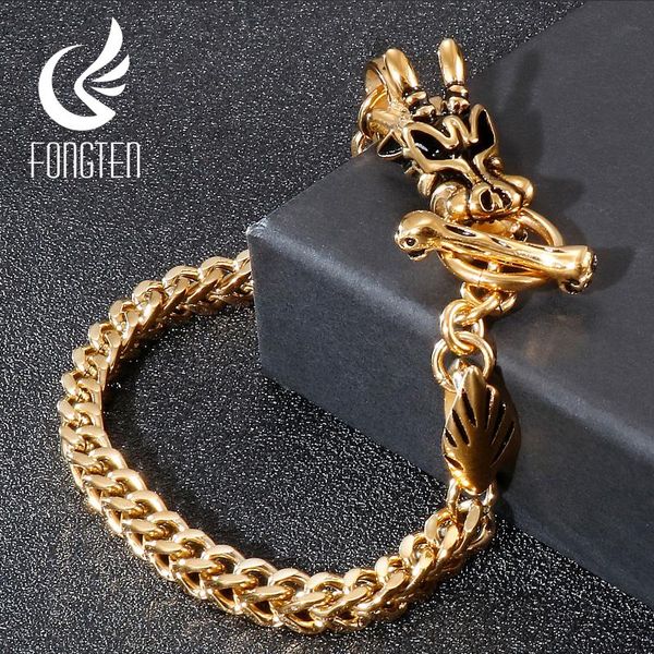 charm bracelets fongten dragon head link chain gold men bracelet stainless steel toggle clasp design viking fashion jewelry, Golden;silver
charm bracelets fongten dragon head link chain gold men bracelet stainless steel toggle clasp design viking fashion jewelry, Golden;silver