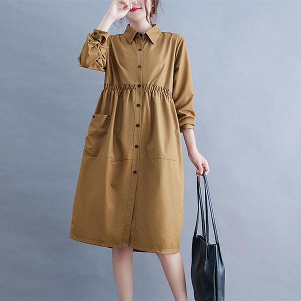 casual dresses 2021 arrival fashion single breasted outwear blouse women spring autumn dress pockets draw string office lady work, Black;gray
casual dresses 2021 arrival fashion single breasted outwear blouse women spring autumn dress pockets draw string office lady work, Black;gray