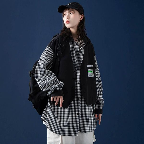 men's dress shirts jacket oversize minority design sense thin section fake two plaid style high street spring and autumn long sleeve sh, White;black
men's dress shirts jacket oversize minority design sense thin section fake two plaid style high street spring and autumn long sleeve sh, White;black