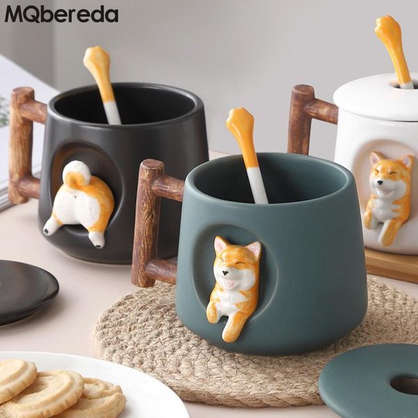 new 420ml creative ceramic personality cute coffee mugs and cups with cover spoon couple coffee water cup wood cup set gift
new 420ml creative ceramic personality cute coffee mugs and cups with cover spoon couple coffee water cup wood cup set gift