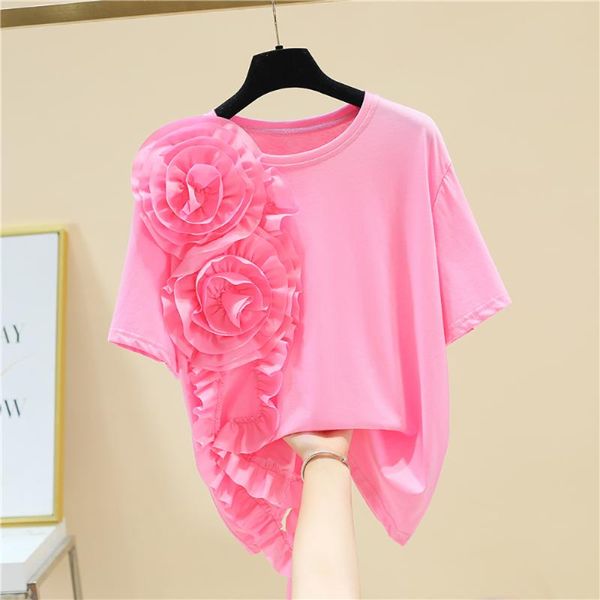 women's t-shirt patchwork appliques floral cotton short sleeve t shirt woman fashion flower baggy s-xl white pink summer clothes for w
women's t-shirt patchwork appliques floral cotton short sleeve t shirt woman fashion flower baggy s-xl white pink summer clothes for w