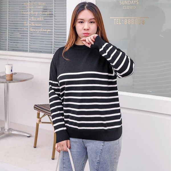 loose oversize striped knitted sweater women autumn winter long sleeve o-collar bottoming-shirt plus size 5xl pullover kw1065, White;black
loose oversize striped knitted sweater women autumn winter long sleeve o-collar bottoming-shirt plus size 5xl pullover kw1065, White;black