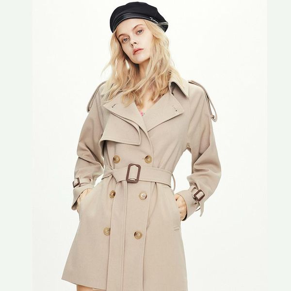 double breasted trench coat women's new style for autumn winter european american loose mid-length counter short-height coat, Tan;black
double breasted trench coat women's new style for autumn winter european american loose mid-length counter short-height coat, Tan;black