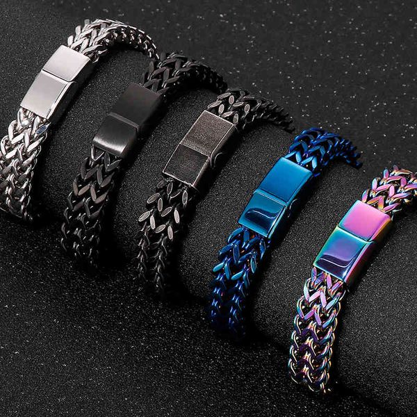 12mm double row chain men's bracelets 6 color stainless steel 2021 man bracelet arrival handles with magnet clasp 18/20/22cm, Black
12mm double row chain men's bracelets 6 color stainless steel 2021 man bracelet arrival handles with magnet clasp 18/20/22cm, Black