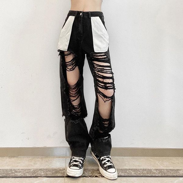 women's jeans ladies casual high waist zipper hole street club clothes patchwork autumn 2021 punk hip hop trousers straight, Blue
women's jeans ladies casual high waist zipper hole street club clothes patchwork autumn 2021 punk hip hop trousers straight, Blue
