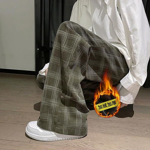 men's pants vintage plaid corduroy winter male velvet straight all-match casual streetwear loose sweatpants, Black
men's pants vintage plaid corduroy winter male velvet straight all-match casual streetwear loose sweatpants, Black
