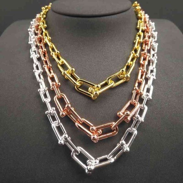 925 sterling silver chokers for women hardwear series graduated link charm u type necklaces luxury brand tif jewelry, Golden;silver
925 sterling silver chokers for women hardwear series graduated link charm u type necklaces luxury brand tif jewelry, Golden;silver