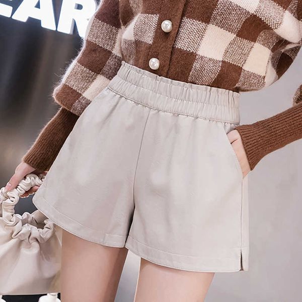 6 solid color elastic waist high fall pu leather shorts women wide leg biker plus size femme casual ladies pocket 210615, White;black
6 solid color elastic waist high fall pu leather shorts women wide leg biker plus size femme casual ladies pocket 210615, White;black