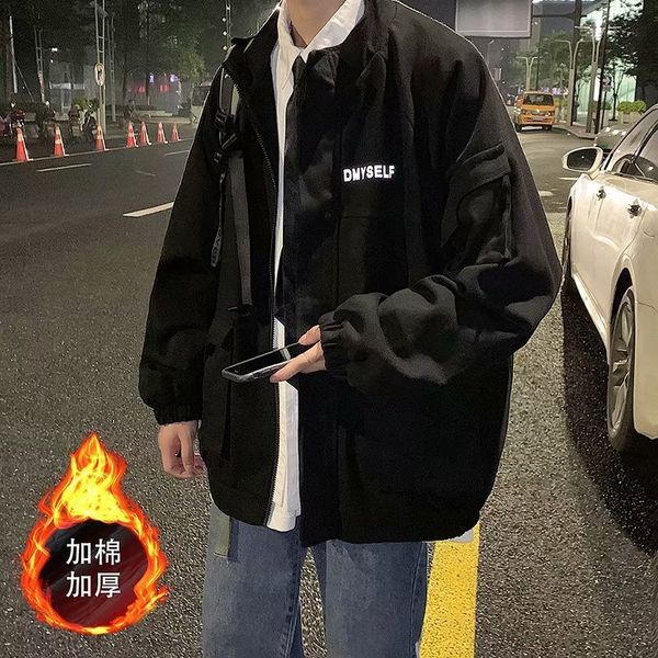 autumn winter 2021 new men's korean fashion loose tooling jacket with reflective and plush thickening for students, Black;brown
autumn winter 2021 new men's korean fashion loose tooling jacket with reflective and plush thickening for students, Black;brown