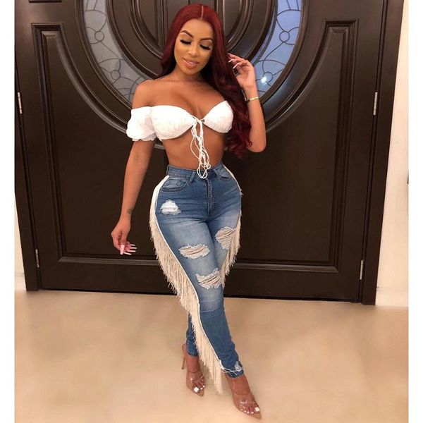 women's jeans 2021 women autumn hole high waist pencil fashion zipper tassel side denim pants skinny casual trousers, Blue
women's jeans 2021 women autumn hole high waist pencil fashion zipper tassel side denim pants skinny casual trousers, Blue