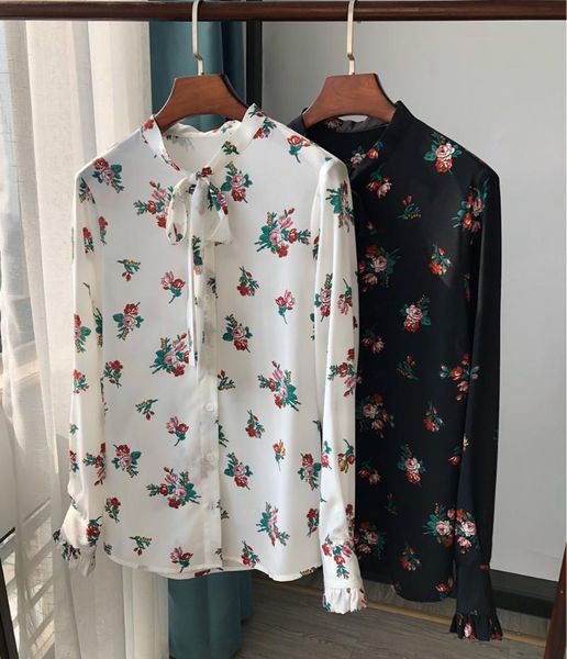 women's blouses & shirts 7evening long sleeve floral printing shirt features neck with bow ties, White
women's blouses & shirts 7evening long sleeve floral printing shirt features neck with bow ties, White