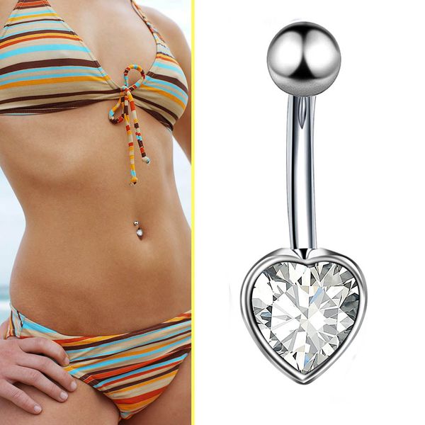 1pcs navel belly button rings surgical steel faceted heart cubic zirconia rings body piercing jewelry, Silver
1pcs navel belly button rings surgical steel faceted heart cubic zirconia rings body piercing jewelry, Silver