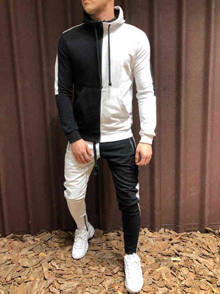 half black half white pant sweatshirt male sweatsuit splice outfit men tracksuit hoodie set two pieces autumn winter sports suit g1217, Gray
half black half white pant sweatshirt male sweatsuit splice outfit men tracksuit hoodie set two pieces autumn winter sports suit g1217, Gray