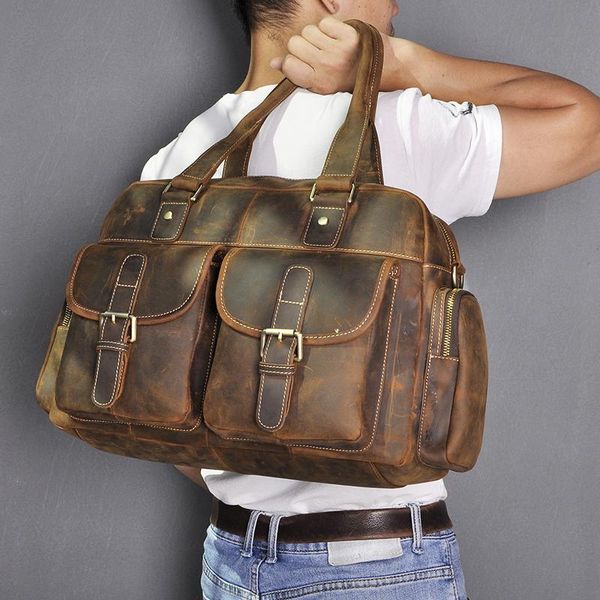 crazy horse skin leather trade original sheet european and american retro men's large capacity 16 inch portable travel bag
crazy horse skin leather trade original sheet european and american retro men's large capacity 16 inch portable travel bag