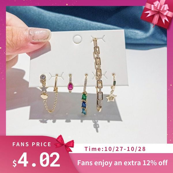 hoop & huggie 925 sterling silver colored zircon water drop star earrings heart chain clips 6-piece earring set for women, Golden;silver
hoop & huggie 925 sterling silver colored zircon water drop star earrings heart chain clips 6-piece earring set for women, Golden;silver