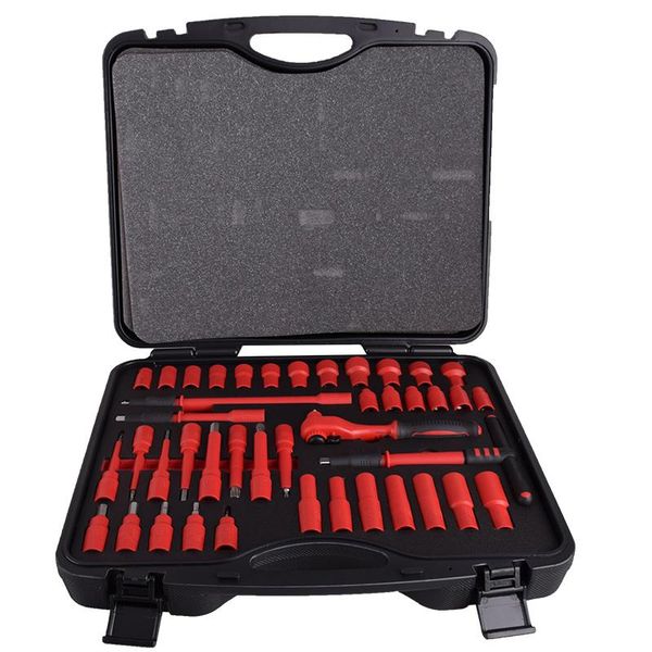 hand tools 42pcs insulated 1000v high voltage resistant 3/8 ratchet wrench hex bit screw socket t-handle spanner set electrician toolbox
hand tools 42pcs insulated 1000v high voltage resistant 3/8 ratchet wrench hex bit screw socket t-handle spanner set electrician toolbox