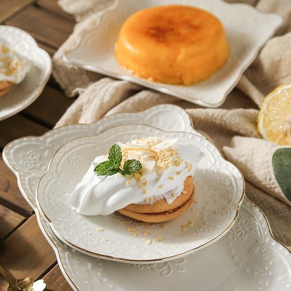 dishes & plates european western bird's nest dish rectangular gold lace embossed flower ceramic cake
dishes & plates european western bird's nest dish rectangular gold lace embossed flower ceramic cake