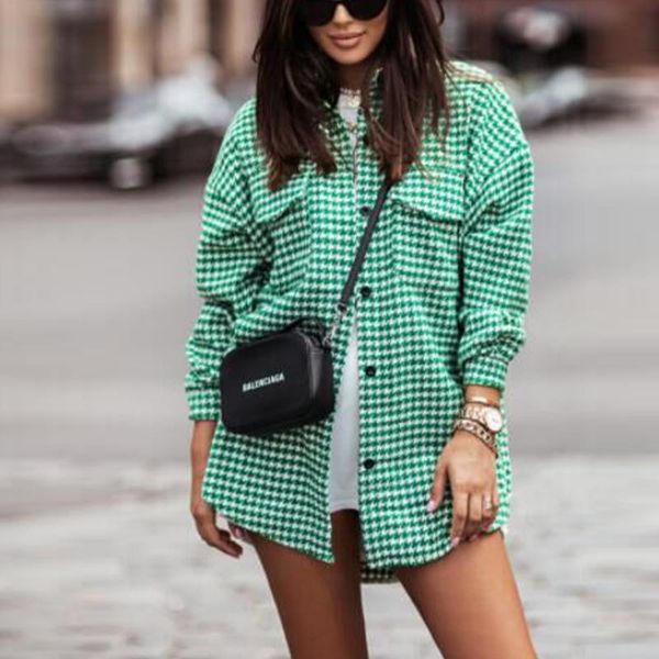 women's jackets autumn women plaid shirt coat single breasted turndown collar long sleeve black casual officework button pocket spring, Black;brown
women's jackets autumn women plaid shirt coat single breasted turndown collar long sleeve black casual officework button pocket spring, Black;brown