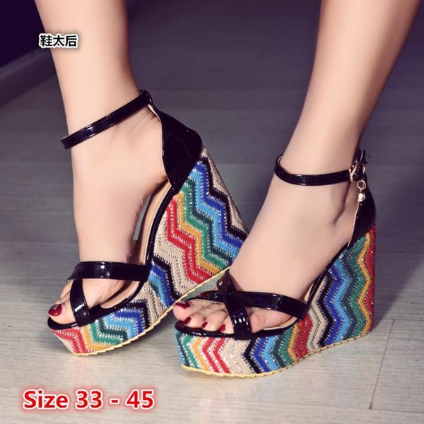 sandals wedges high heel shoes platform women heels thick bottom wedge open toe women's small big size 33 - 45, Black
sandals wedges high heel shoes platform women heels thick bottom wedge open toe women's small big size 33 - 45, Black
