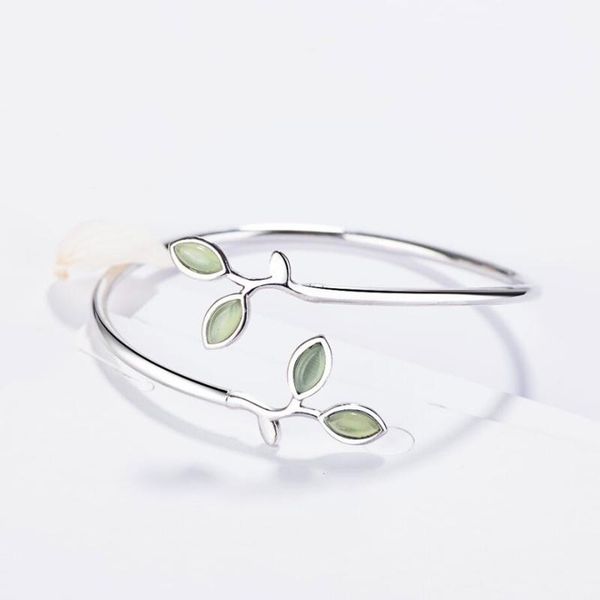 bangle sole memory tender bud fresh minimalist leaves opal 925 sterling silver female literary trendy resizable bangles sbr102, Black
bangle sole memory tender bud fresh minimalist leaves opal 925 sterling silver female literary trendy resizable bangles sbr102, Black