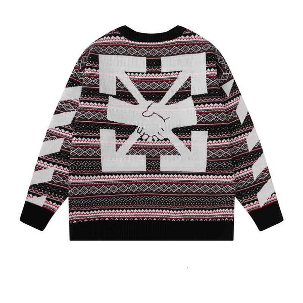 off version tide correct brand ow handshake arrow os pattern men's and women's knitted sweater, Black
off version tide correct brand ow handshake arrow os pattern men's and women's knitted sweater, Black