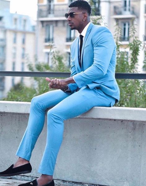 men's suits & blazers light blue slim fit men costume homme wedding notch lapel groom tuxedos terno masculino 2 pieces jacket+pant, White;black
men's suits & blazers light blue slim fit men costume homme wedding notch lapel groom tuxedos terno masculino 2 pieces jacket+pant, White;black
